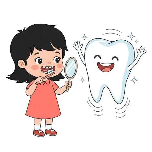 Dişini seven mutlu çocuk illüstrasyonu